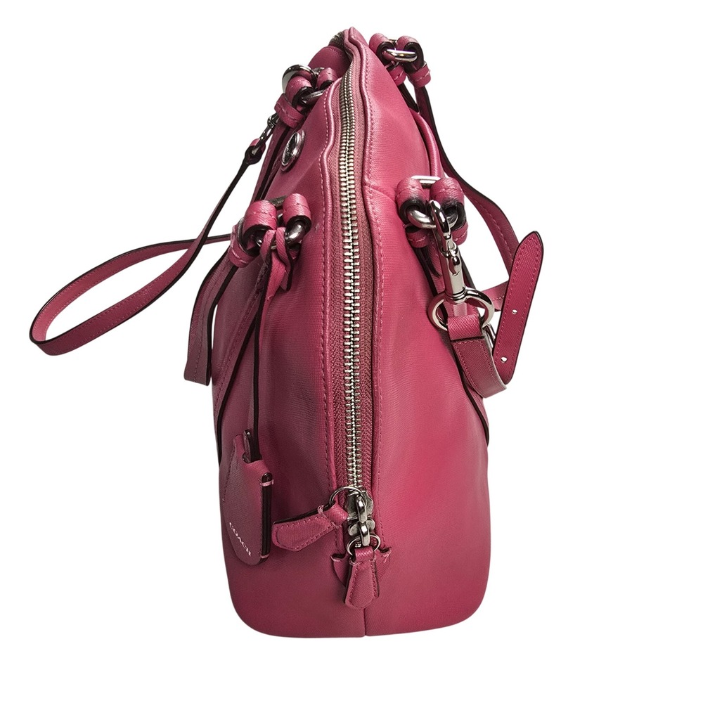 Coach Cora Domed Satchel Women Medium Pink Fair Saffiano Leather F25671 - Picture 2 of 11